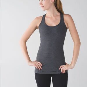 Lululemon Black + Gray Striped Cool Racerback Tank